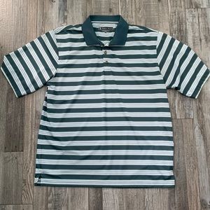 Pebble Beach Performance Series Golf Polo Shirt. Mens Large. Green stripes
